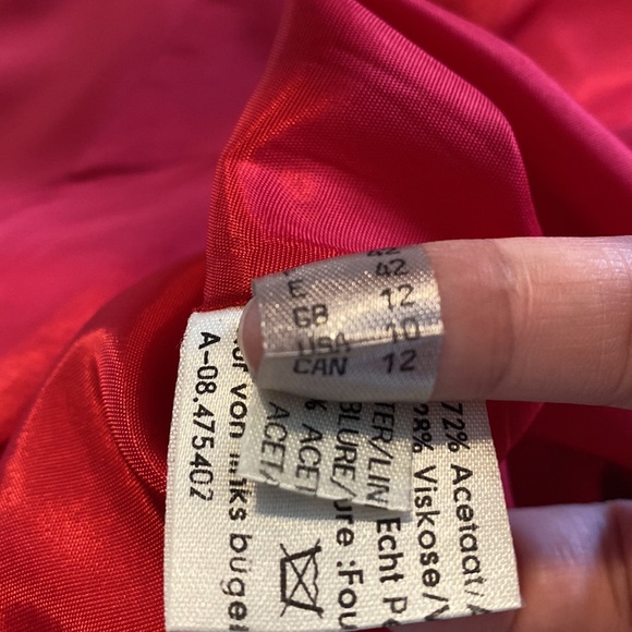 Vintage Sandra Pabst Red Dress with Real Fur - Picture 8 of 8